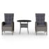 vidaXL 3 Piece Garden Bistro Set Poly Rattan Grey - Image 2
