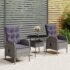 vidaXL 3 Piece Garden Bistro Set Poly Rattan Grey
