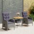 vidaXL 3 Piece Garden Bistro Set Poly Rattan Grey