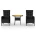 vidaXL 3 Piece Garden Bistro Set Poly Rattan Black - Image 2