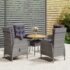 vidaXL 5 Piece Garden Bistro Set Poly Rattan Grey