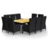 vidaXL 11 Piece Garden Dining Set Poly Rattan Black - Image 2