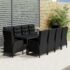 vidaXL 11 Piece Garden Dining Set Poly Rattan Black