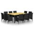 vidaXL 11 Piece Garden Dining Set Poly Rattan Black - Image 2