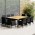 vidaXL 11 Piece Garden Dining Set Poly Rattan Black