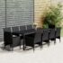 vidaXL 11 Piece Garden Dining Set Poly Rattan Black