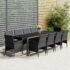 vidaXL 11 Piece Garden Dining Set Poly Rattan Grey