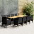 vidaXL 11 Piece Garden Dining Set Poly Rattan Black