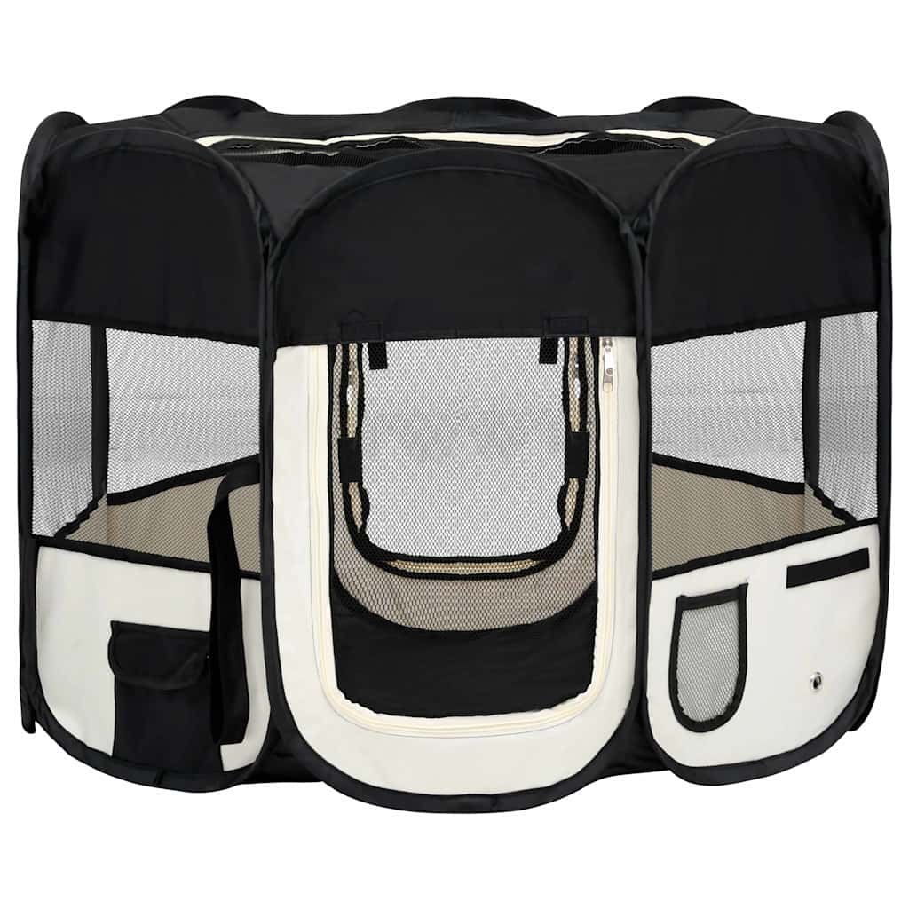 8720286204825_a_en_hd_1 vidaXL Foldable Dog Playpen with Carrying Bag Black 90x90x58 cm - Image 2