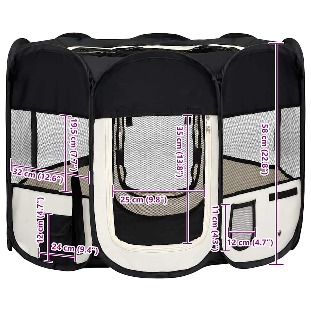 8720286204825_g_en_hd_10 vidaXL Foldable Dog Playpen with Carrying Bag Black 90x90x58 cm - Image 12