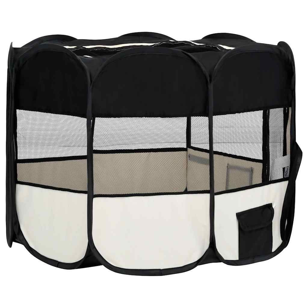 8720286204825_g_en_hd_2 vidaXL Foldable Dog Playpen with Carrying Bag Black 90x90x58 cm - Image 4