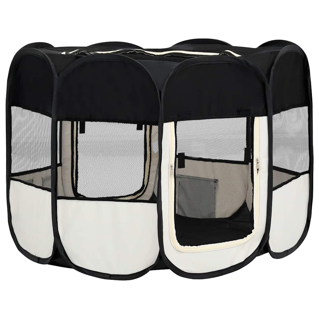 8720286204825_g_en_hd_3 vidaXL Foldable Dog Playpen with Carrying Bag Black 90x90x58 cm - Image 5
