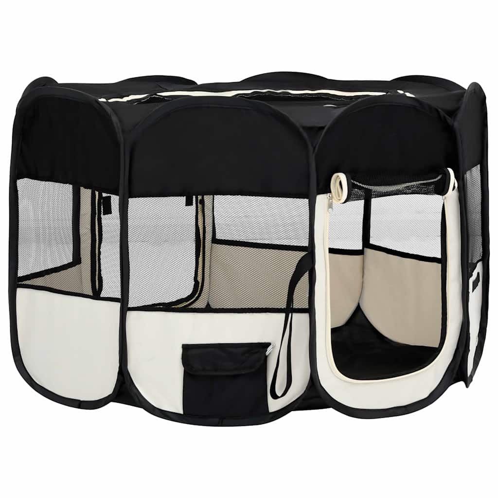 8720286204832_g_en_hd_1 vidaXL Foldable Dog Playpen with Carrying Bag Black 110x110x58 cm - Image 3