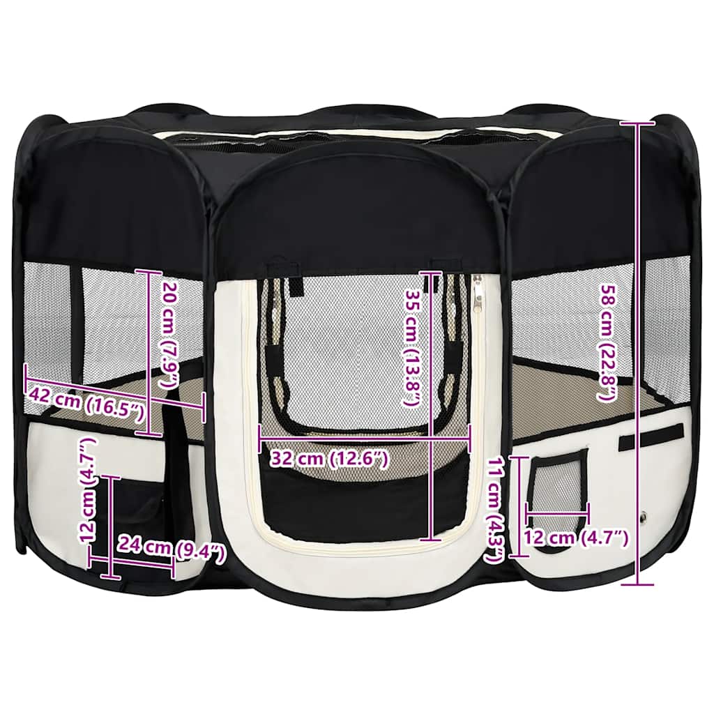 8720286204832_g_en_hd_10 vidaXL Foldable Dog Playpen with Carrying Bag Black 110x110x58 cm - Image 12