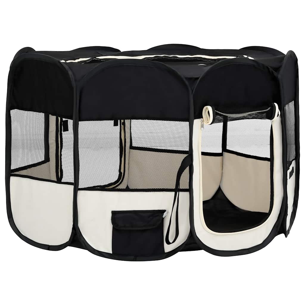 8720286204849_g_en_hd_1 vidaXL Foldable Dog Playpen with Carrying Bag Black 125x125x61 cm - Image 3