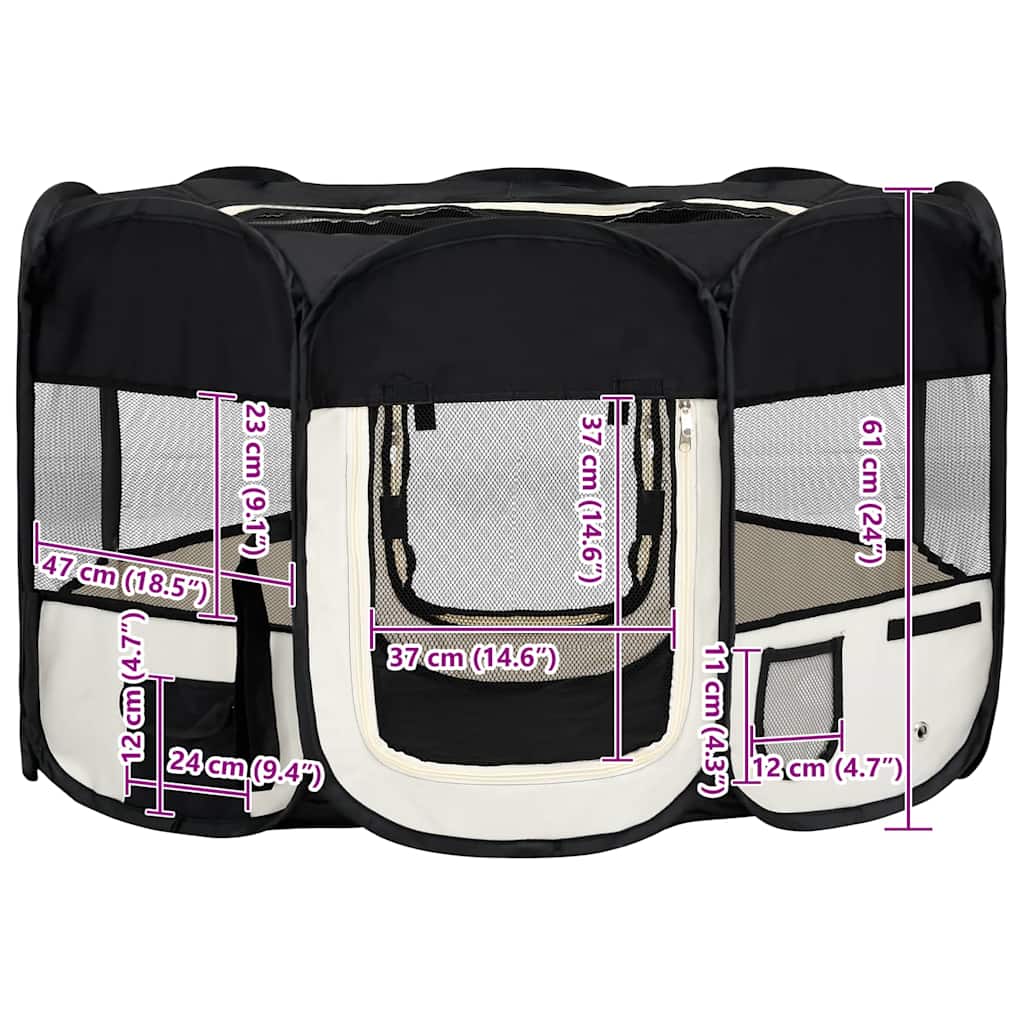 8720286204849_g_en_hd_10 vidaXL Foldable Dog Playpen with Carrying Bag Black 125x125x61 cm - Image 12