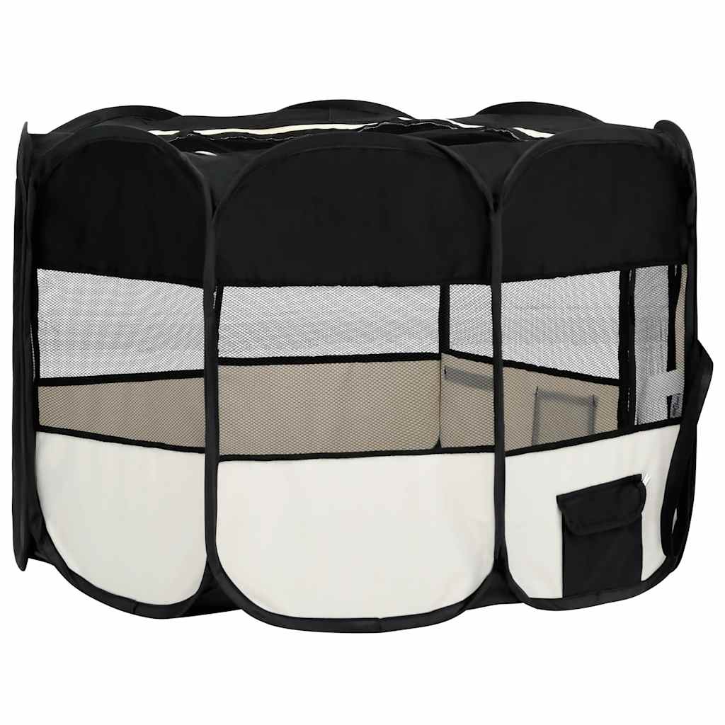 8720286204849_g_en_hd_2 vidaXL Foldable Dog Playpen with Carrying Bag Black 125x125x61 cm - Image 4
