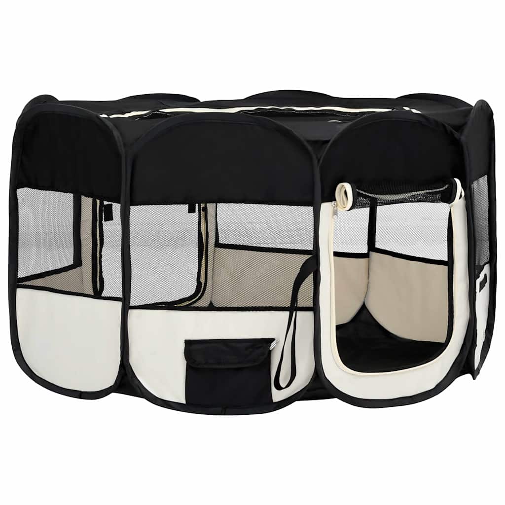 8720286204856_g_en_hd_1 vidaXL Foldable Dog Playpen with Carrying Bag Black 145x145x61 cm - Image 3