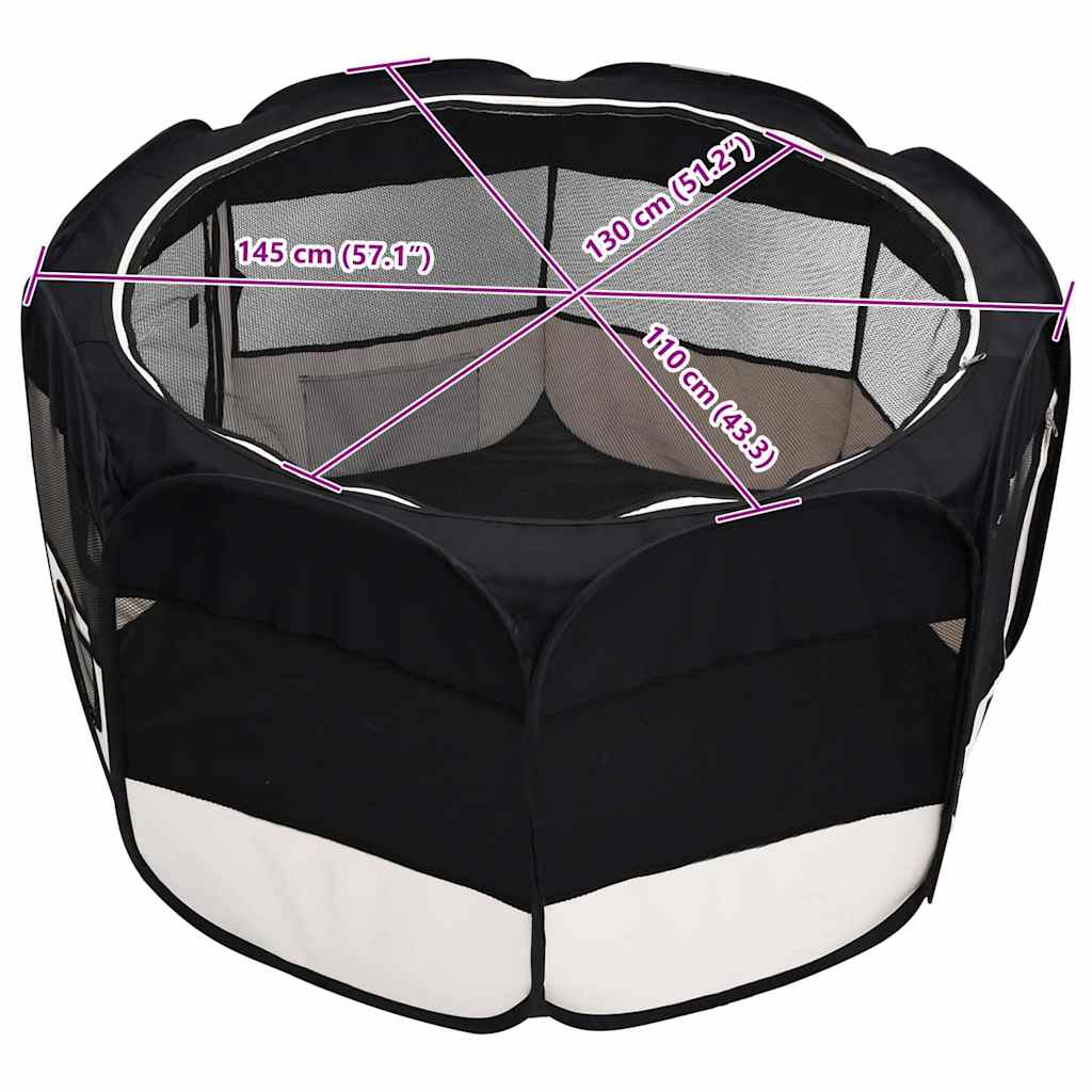 8720286204856_g_en_hd_11 vidaXL Foldable Dog Playpen with Carrying Bag Black 145x145x61 cm - Image 13