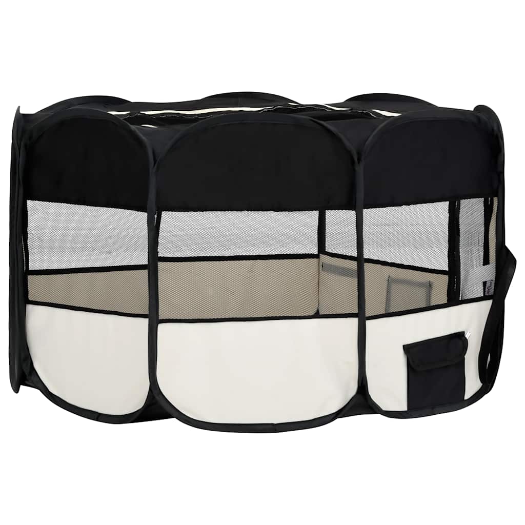 8720286204856_g_en_hd_2 vidaXL Foldable Dog Playpen with Carrying Bag Black 145x145x61 cm - Image 4
