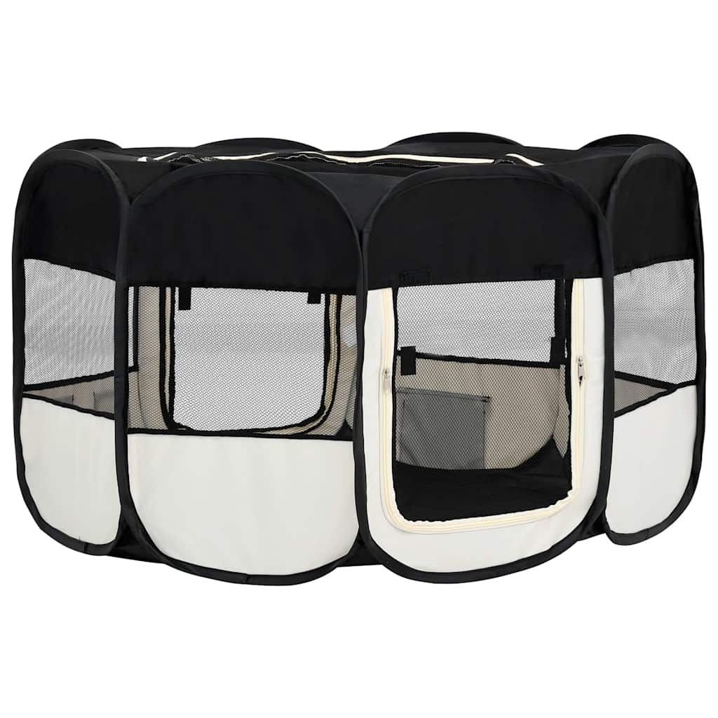 8720286204856_g_en_hd_3 vidaXL Foldable Dog Playpen with Carrying Bag Black 145x145x61 cm - Image 5