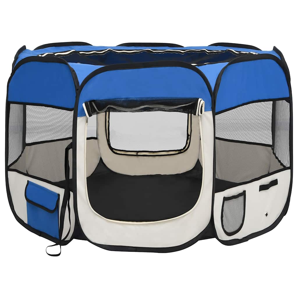 8720286204900_g_en_hd_1 vidaXL Foldable Dog Playpen with Carrying Bag Blue 90x90x58 cm - Image 3