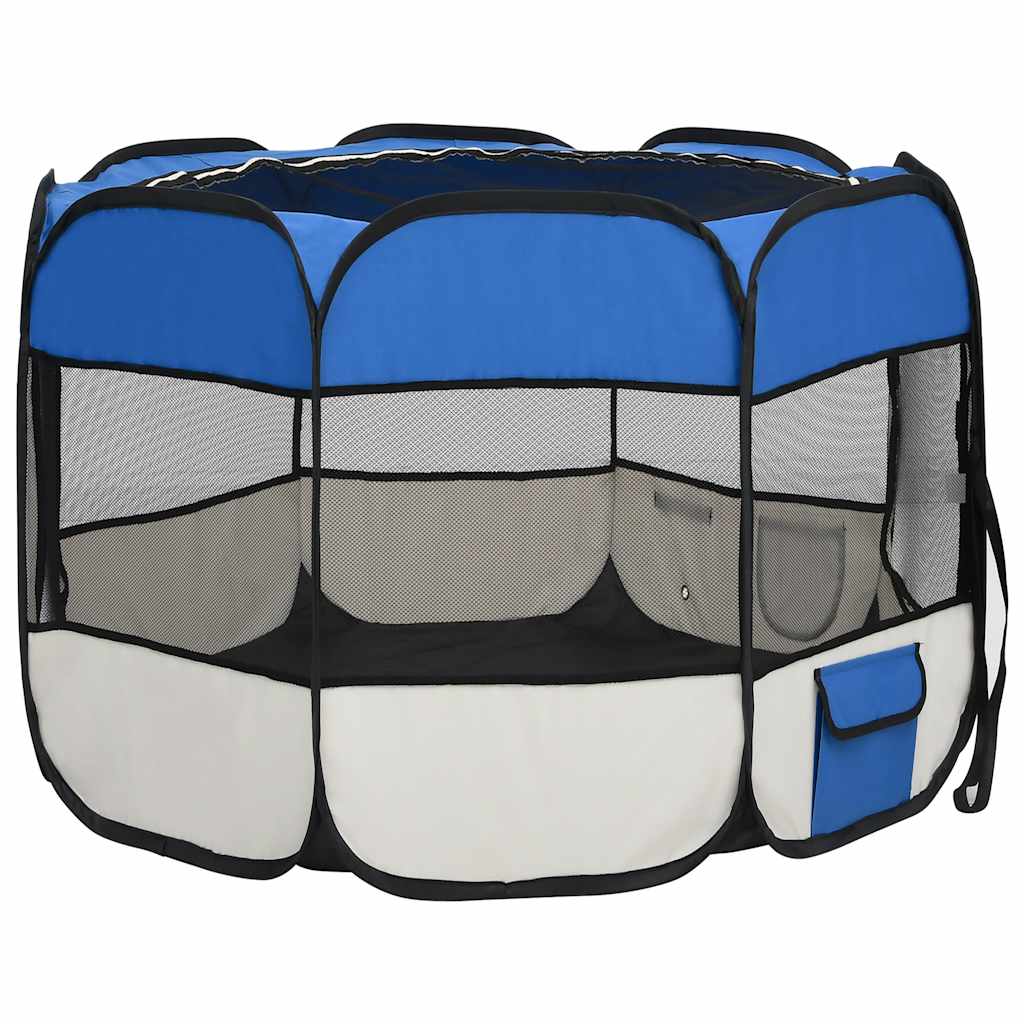 8720286204900_g_en_hd_2 vidaXL Foldable Dog Playpen with Carrying Bag Blue 90x90x58 cm - Image 4