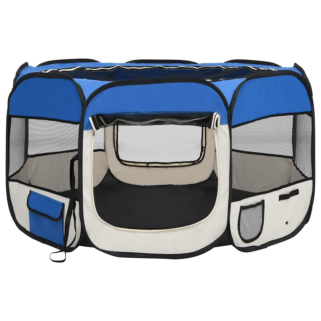 8720286204917_g_en_hd_1 vidaXL Foldable Dog Playpen with Carrying Bag Blue 110x110x58 cm - Image 3
