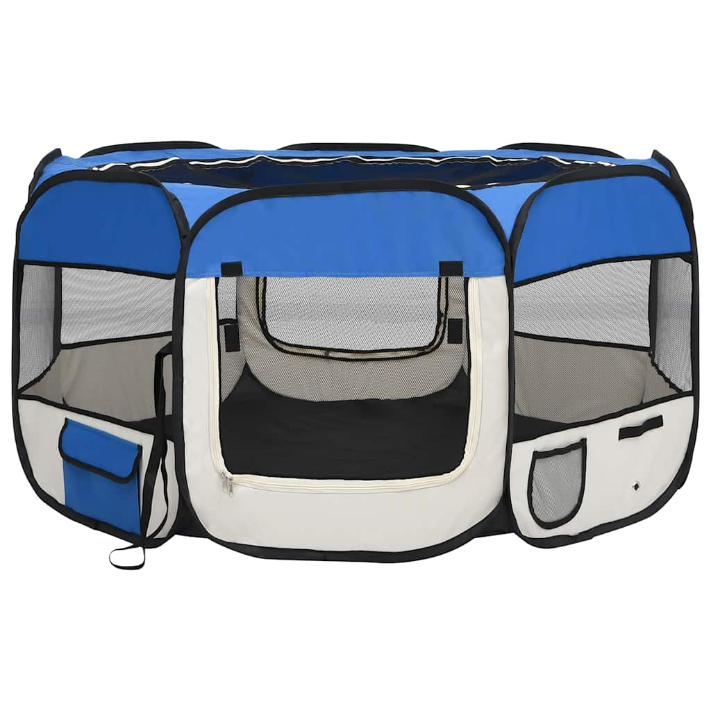 8720286204924_a_en_hd_1 vidaXL Foldable Dog Playpen with Carrying Bag Blue 125x125x61 cm - Image 2