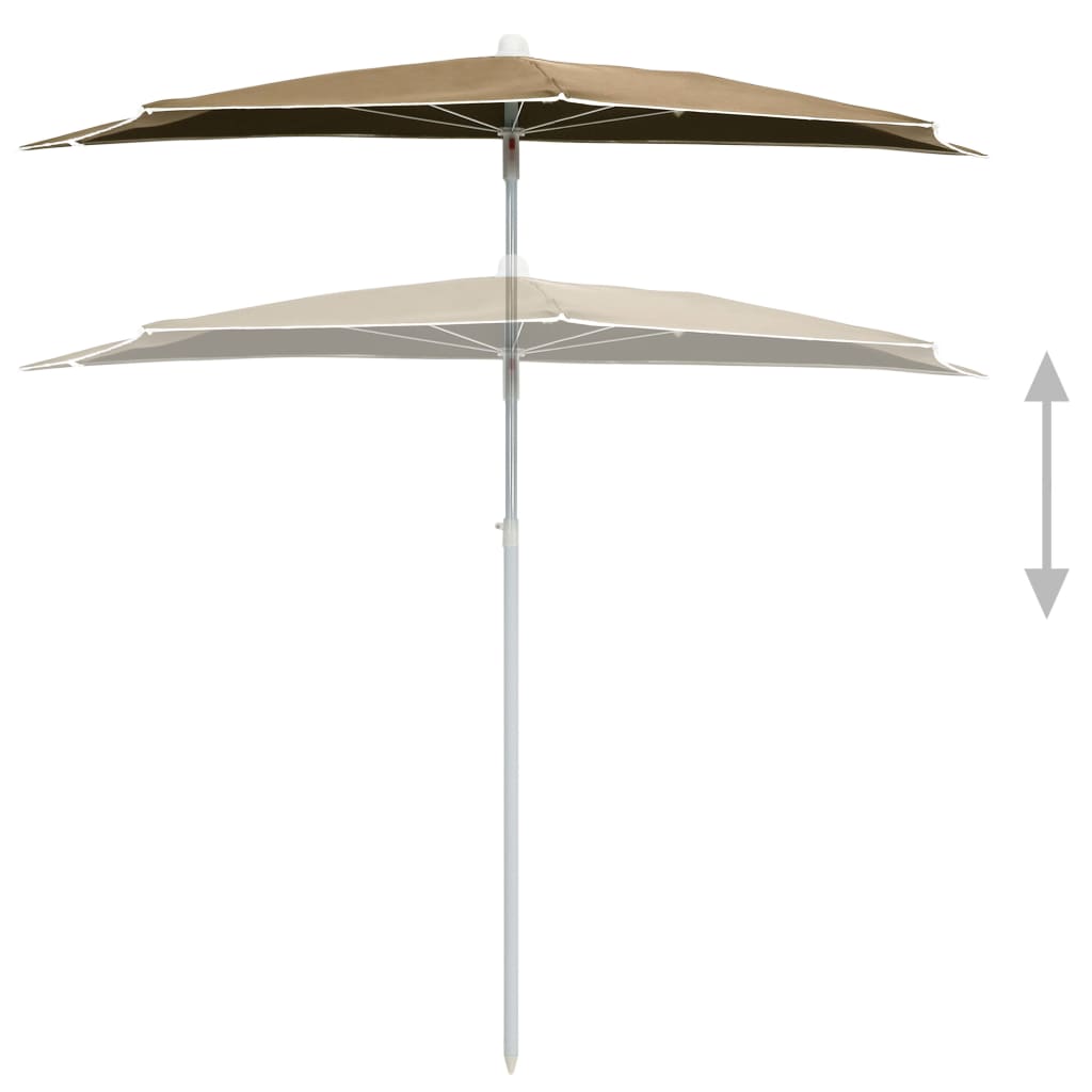 8720286205211_g_en_hd_2 vidaXL Garden Half Parasol with Pole 180x90 cm Taupe - Image 4