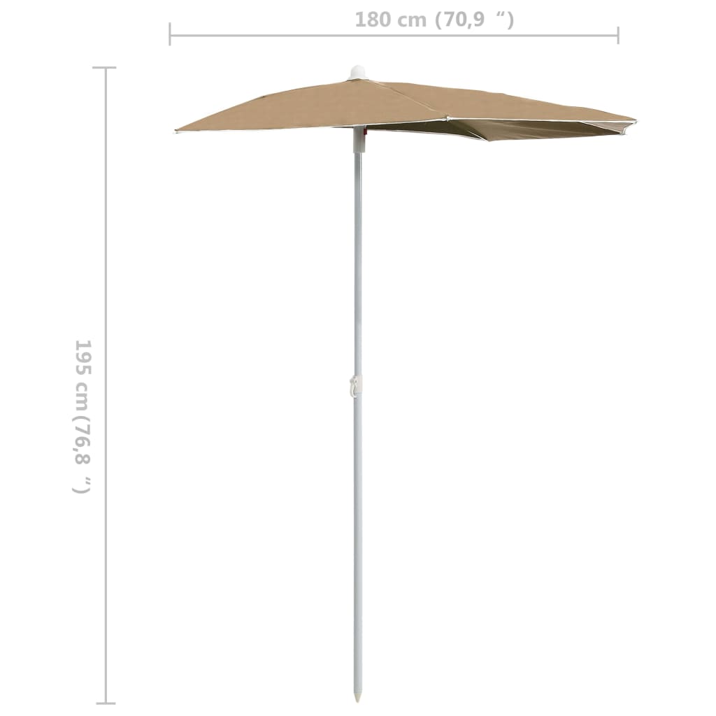 8720286205211_g_en_hd_6 vidaXL Garden Half Parasol with Pole 180x90 cm Taupe - Image 8