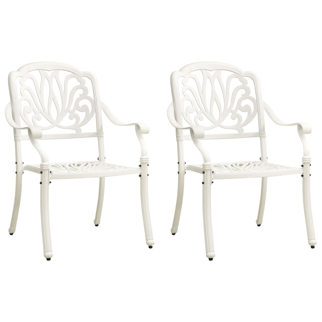 vidaXL Garden Chairs 2 pcs Cast Aluminium White