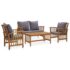 vidaXL 4 Piece Garden Lounge Set with Cushions Solid Acacia Wood (310258+310264)