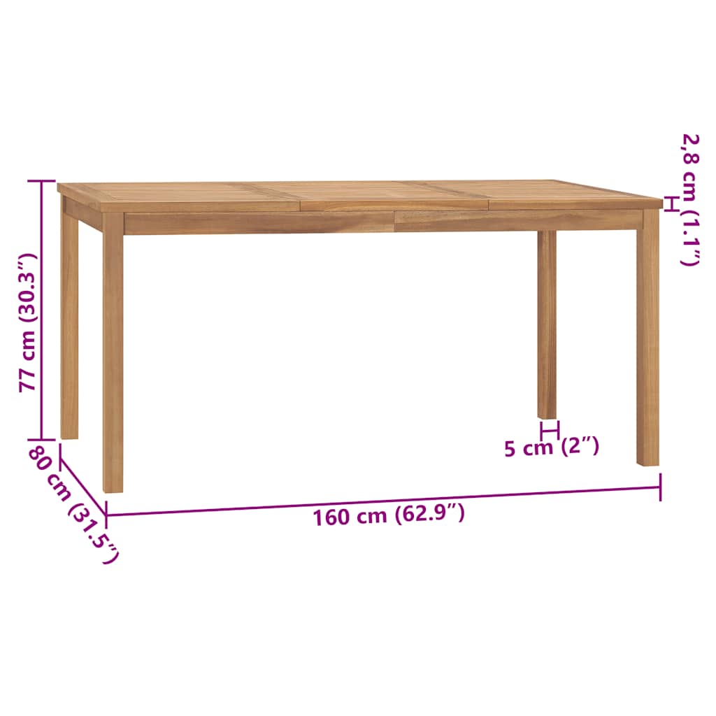 8720286208380_g_en_hd_6 vidaXL Garden Dining Table 160x80x77 cm Solid Teak Wood - Image 7