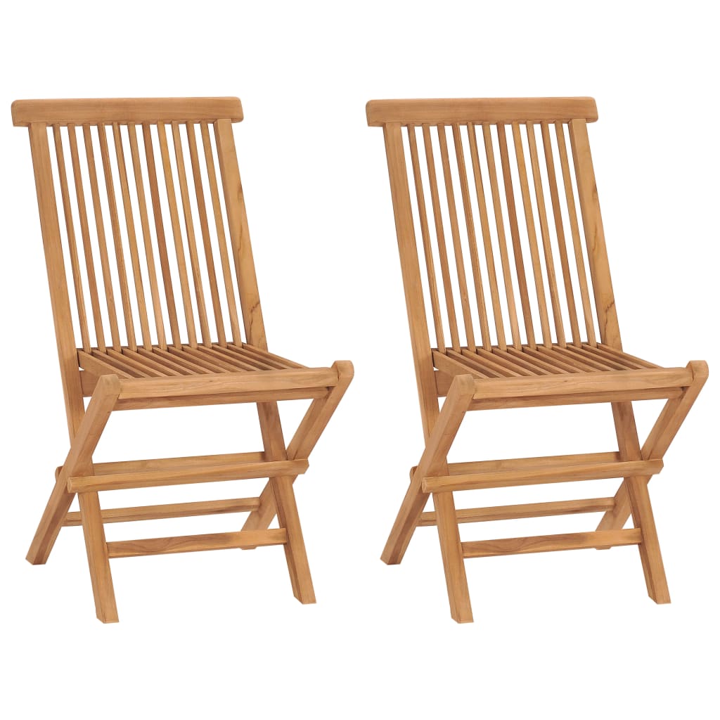vidaXL Folding Garden Chairs 2 pcs Solid Wood Teak