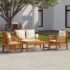 vidaXL 4 Piece Garden Lounge Set with Cushions Solid Wood Acacia