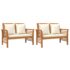 vidaXL 3 Piece Garden Lounge Set with Cushions Solid Wood Acacia - Image 6