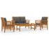 vidaXL 4 Piece Garden Lounge Set with Cushions Solid Wood Acacia - Image 2
