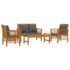 vidaXL 4 Piece Garden Lounge Set with Cushions Solid Wood Acacia - Image 3