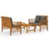 vidaXL 3 Piece Garden Lounge Set with Cushions Solid Wood Acacia - Image 2