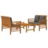 vidaXL 3 Piece Garden Lounge Set with Cushions Solid Wood Acacia - Image 3