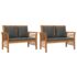 vidaXL 3 Piece Garden Lounge Set with Cushions Solid Wood Acacia - Image 6