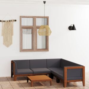 vidaXL 6 Piece Garden Lounge Set with Cushions Solid Acacia Wood
