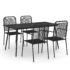 vidaXL 5 Piece Garden Dining Set Cotton Rope and Steel Black - Image 2