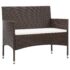 vidaXL 2 Piece Garden Lounge Set with Cushion Poly Rattan Brown - Image 6