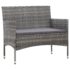 vidaXL 2 Piece Garden Lounge Set with Cushion Poly Rattan Grey - Image 6