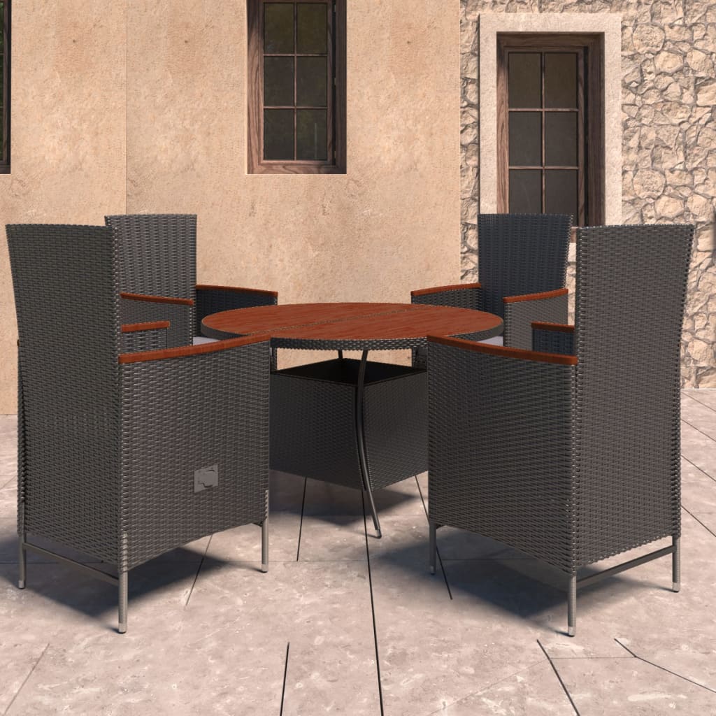 8720286210727_m_en_hd_1 vidaXL 5 Piece Outdoor Dining Set with Cushions Poly Rattan Black - Image 1