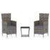 vidaXL 3 Piece Garden Lounge Set with Cushions Poly Rattan Grey - Image 2