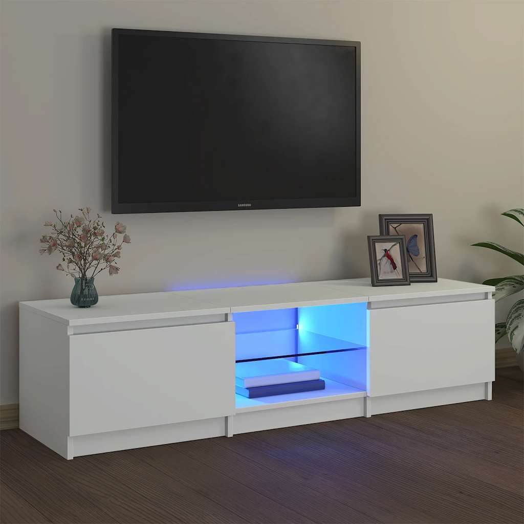 vidaXL TV Cabinet with LED Lights White 140x40x36 cm