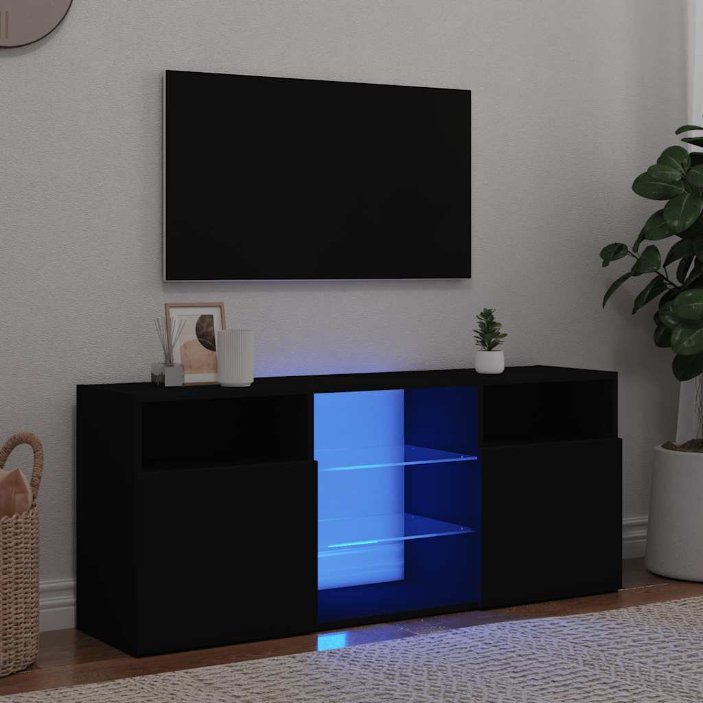 vidaXL TV Cabinet with LED Lights Black 120x30x50 cm